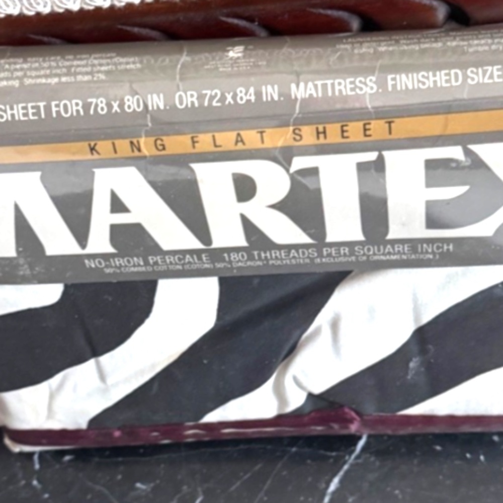 Martex Night Zebra Vintage Perry Ellis KING Flat Sheet NOS NWT LAST ONE! - Picture 2 of 6
